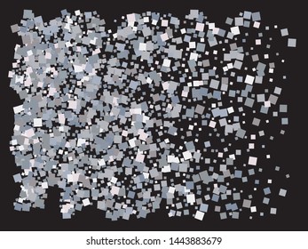 Falling confetti on black background. Vector illustration vintage. Fashionable element of design. Silver luxury festive decoration for holidays and celebrations.
