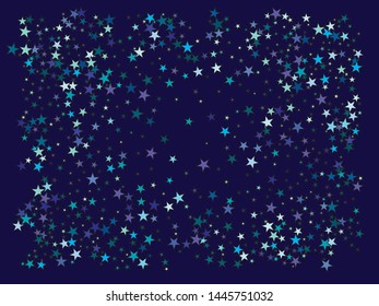 Falling confetti on black background. Vector illustration effect. Vintage glitter design's elements. Blue luxury festive decoration for holidays and celebrations.