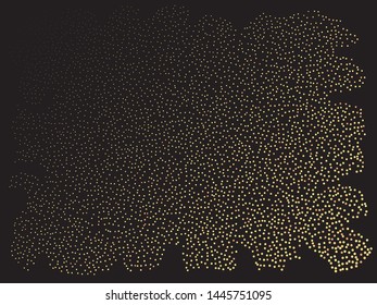 Falling confetti on black background. Fashionable element of your design. Vector illustration effect. Gold luxury festive decoration for holidays and celebrations.
