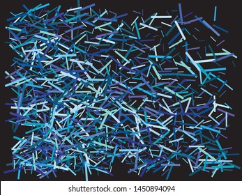 Falling confetti on black background. Magic element of design. Vector illustration vintage. Blue luxury festive decoration for holidays and celebrations.