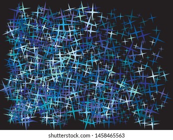 Falling confetti on black background. Vector illustration backdrop. Graphic glitter design's elements. Blue luxury festive decoration for holidays and celebrations.