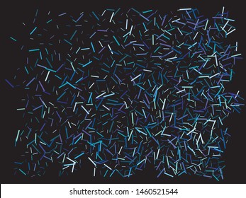 Fallende Konfetti auf schwarzem Hintergrund. Stilvolles Design. Vektorgrafik-Effekt. Blauer Luxus festliche Dekoration für Feiertage und Feiern.
