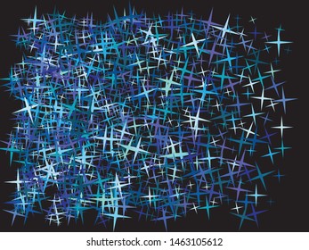 Falling confetti on black background. Vector illustration layout. Decorative glitter design's elements. Blue luxury festive decoration for holidays and celebrations.