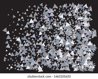 Falling confetti on black background. Vector illustration object. Magic design's elements. Silver luxury festive decoration for holidays and celebrations.