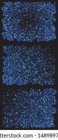 Falling confetti on black backgrounds. Vintage design elements. Vector illustration. Blue luxury festive decoration set for holidays and celebrations.