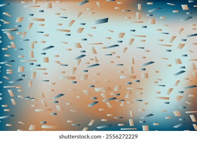 Falling confetti on blurred gradient abstract background, retro pastel vector illustration. Holographic trendy graphic design for greeting card banner poster event celebration flyer party invitation