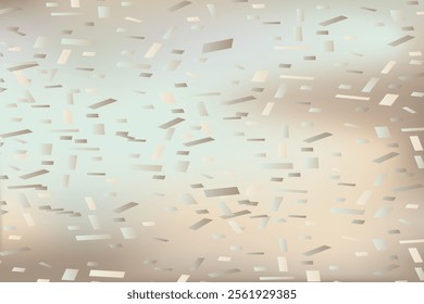 Falling confetti on blurred gradient abstract background, retro pastel vector illustration. Holographic trendy graphic design for greeting card banner poster event celebration flyer party invitation