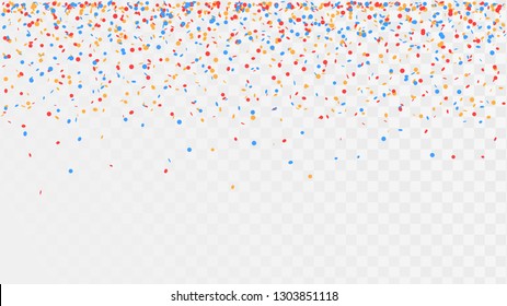 Falling confetti on a transparent background, celebration and festival, fun decoration