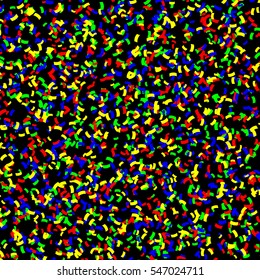 Falling confetti pieces. Celebration party background. Flying colorful glitter particles. Festival or carnival decoration. Vector illustration.