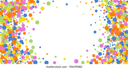 Falling Confetti. Rectangle Bright Background of Confetti. Multicolored Abstract Background. Vector Isolated Confetti on White Background Pattern. Template and Cover for Holiday, Invitation, Birthday.
