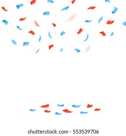 Falling Confetti Of Red And Blue On A White Background. Vector Illustration