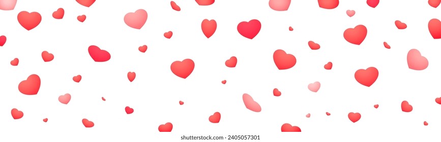 Falling confetti of red hearts on a transparent background, png and eps