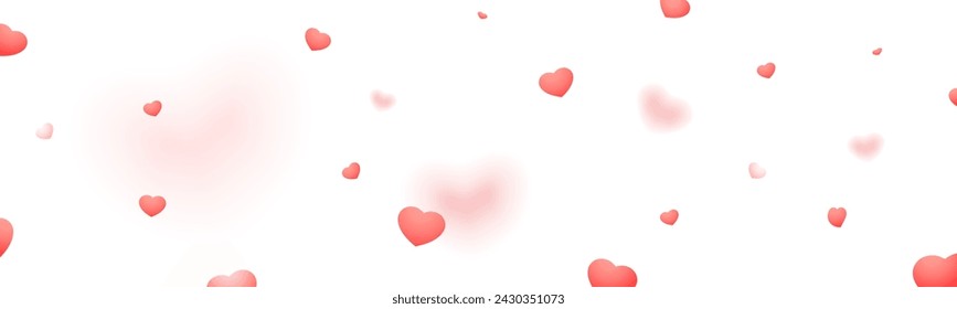 Falling confetti of red hearts on a transparent background, png and eps