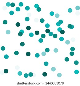 Falling confetti. Round confetti dots. Circles scatter on white. Seamless background. Invitation card for holiday designs, birthday, wedding, party. Vector illustration.