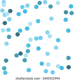 Falling confetti. Round confetti dots. Circles scatter on white. Seamless background. Invitation card for holiday designs, birthday, wedding, party. Vector illustration.