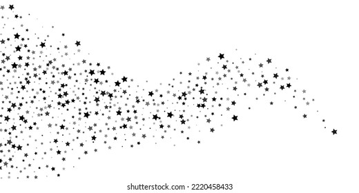 Falling confetti stars. Black stars on a white background. Festive background. Abstract texture on a white background. Design element. Vector illustration, eps 10.