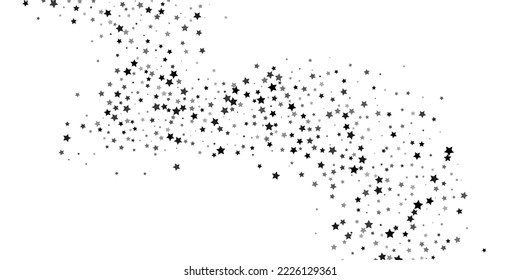 Falling confetti stars. Black stars on a white background. Festive background. Abstract texture on a white background. Design element. Vector illustration, eps 10.