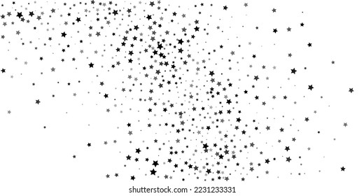 Falling confetti stars. Black stars on a white background. Festive background. Abstract texture on a white background. Design element. Vector illustration, eps 10.