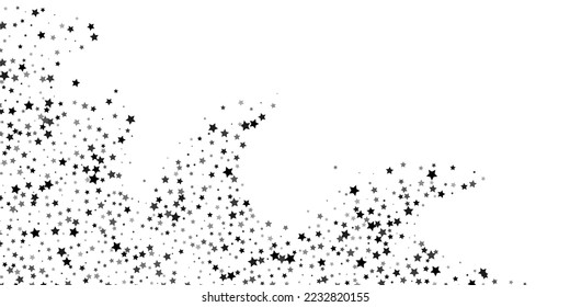 Falling confetti stars. Black stars on a white background. Festive background. Abstract texture on a white background. Design element. Vector illustration, eps 10.