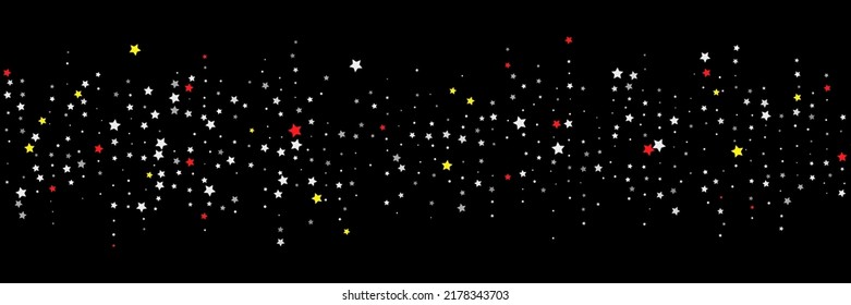 Estrellas de confeti que caen. Color blanco y negro. Trozos de estrellas brillantes. Fondo festivo. Textura abstracta en un fondo negro. Ilustración vectorial, eps 10