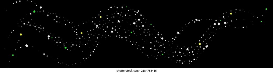 Falling confetti stars. Black, white colors. Blotches of bright stars. Festive background. Abstract texture on a black background. Vector illustration, eps 10