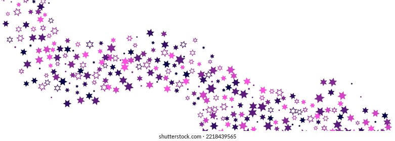 Falling confetti stars. Blue and pink stars on a white background. Festive background. Abstract texture on a white background. Design element. Vector illustration, eps 10.