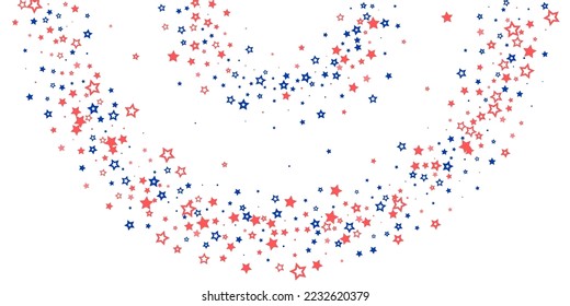 Falling confetti stars. Blue and pink stars on a white background. Festive background. Abstract texture on a white background. Design element. Vector illustration, eps 10.