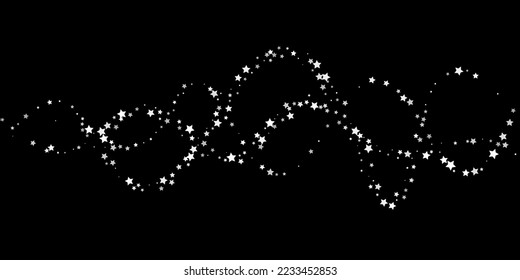 Falling confetti stars. White stars on a black background. Festive background. Abstract texture on a white background. Design element. Vector illustration, eps 10.