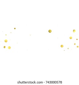 Falling confetti. Vector golden circles isolated on white background. New Year celebration card template. Bright christmas background. Explosion backdrop. Wedding anniversary wallpaper. Surprise print
