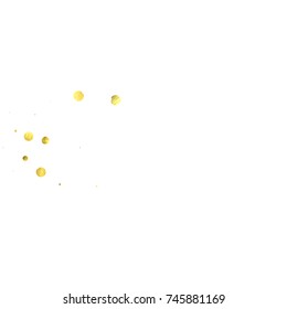 Falling confetti. Vector golden circles isolated on white background. New Year celebration card template. Bright christmas background. Explosion backdrop. Wedding anniversary wallpaper. Surprise print