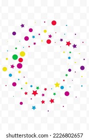 Falling Constellation Effect Vector Transparent Background. Decoration Dot Pattern. Festival Stars Banner. Rainbow Polka Festive Design.