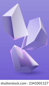 Falling cubes 3D. Vector illustration of 3D image of falling cubes of blue color and different shapes. Template for creativity.