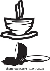 falling cup in vector art style