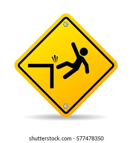 Falling Danger Vector Sign On White Background. Fall Down Hazard Vector Eps Icon.