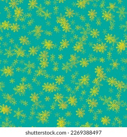 Falling Dark Sparks. Round Polka Background. Blue Birthday Dot. Golden Random Dot. Vector Snow Flake. Irregular Bright Falling. Yellow Abstract Dot. Seamless Vintage Fun Christmas. Flying Flake Gold