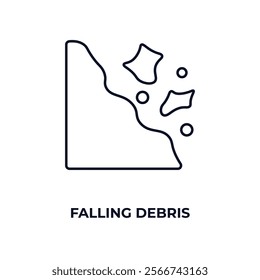 falling debris outline icon. Linear vector from nature concept. Thin line falling debris icon isolated on white background