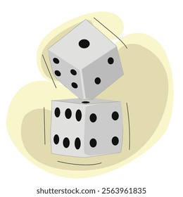 Falling dice.Set of 2 wooden game dice.