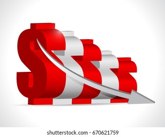falling dollar business graph concept illustration design isolated over white
