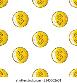 Falling Dollar Cents Vector Seamless Pattern Money rain Pattern Illustration for Credit Success Savings Charitable Banking Concepts Falling hundred dollar banknotes isolated on white background