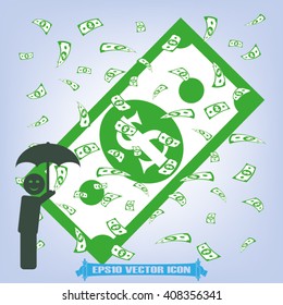 falling, dollar, human, umbrella vector illustration