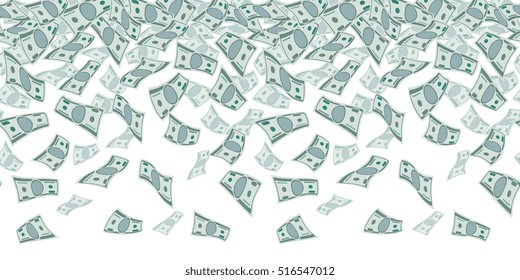 Falling dollar sign, money rain. Seamless pattern for finance concept