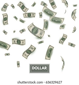 Falling Dollars. Wealth And Success Background. Money. Vector Illustration