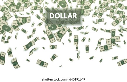 Falling Dollars. Wealth And Success Background. Money. Vector Illustration