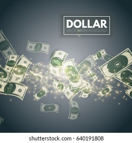 Falling Dollars. Wealth and Success Background. Money. Vector illustration