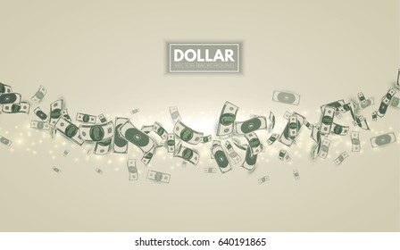 Falling Dollars. Wealth and Success Background. Money. Vector illustration