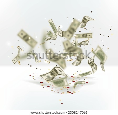 Falling Dollars. Wealth and Success Background. Money. Vector illustration