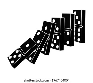 Falling domino bones on a white background. Symbol. Vector illustration.