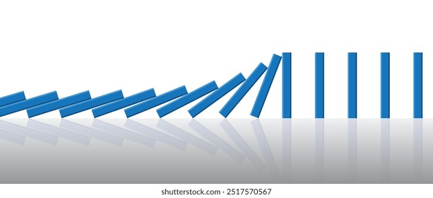 Falling domino effect. Concept of bankruptcy, problems and risk. Vector illustration