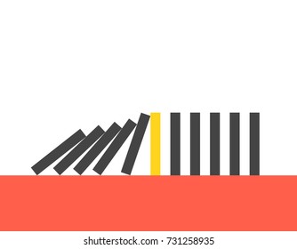 Falling dominoes. Domino effect. Vector illustration.