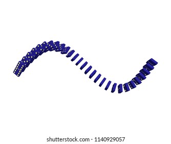 Falling dominoes. Isolated on white background. 3d Vector illustration. Top view.